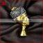 Egyptian queen head, antique gold color stainless steel pendant, metal charms in silver color with pave diamond