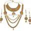 Indian Ethnic Style Fashion Gold Tone Kundan Stone Polki Necklace Set Jewelry with Maangtikka