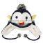plush baby hat with earflap/baby plush penguin shape earflap hats