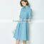 2015 lady korean style cute slim polo collar casual denim dress