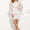 Dresses latest women girl design fashion photos White Crochet Three Quarter Bell Sleeve Dress