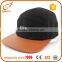 New style high profile faux leather plain bill snapback cap with belt buckle