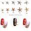 2016 Popular Sea Series Metal Nail Art Summer Gold Silver Starfish/ Shell/ Feathers Nail Arts Design