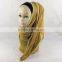 2016 new style long plain pearl cotton hijab chain scarf solid wrap 180*70 cm