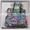 floriated pattern canvas material top handle tote bag