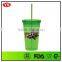 FDA certification Plastic double wall Slurpy with crazy straw 16 ounce