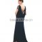 High quality elegant sequins and beaded short sleeve sexy revealing evening dress