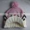 100% Acrylic China good feeling pom pom red baby knitted hat