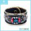 New Fashion Gold Plated Bangle with Crystal Glass Black Bead Classical Bracelet Jewelry Wholesale 2015