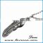Newest design high quality titanium steel antique silver feather pendant for men necklace