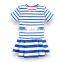 2017 new style Baby Clothes cheap wholesale Children's Boutique short sleeve blue summer children's stripe dress