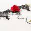 Beautiful rose charm jewelry sets lace flower bracelet wrap with diamond ring