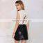 MGOO Top Sale Fashion Women Faux Leather Skirt Black Plain Mini Skirts With Buttons A Line 15144A380
