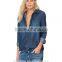 Contrast topstitch relaxed fit denim shirt women chest pocket denim shirt