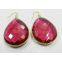 Pink Tourmaline Hydro (29) Bezel Setting 18*25mm Pear Gold Plated Silver Earring