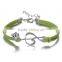 2PCs Silver Skull Music Note Faux Suede Leather Cord Charm Bracelets