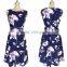 Womens Elegant Vintage Polka Dot Floral Flower Print Tunic Wear To Work Office Casual Party A-Line Skater Dress