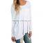 Wholesale famous new model round neck design of blouse with beadings