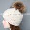 Factory price crochet fur poms women hats for winter from China
