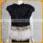 2015 new design lady waistcoat with mongolian lamb fur trim fox fur vest for women striped fur vest