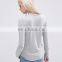 Cheap Wholesale 95% Cotton 5% Spandex Womens Longline Long Sleeve T Shirt Slim Fit Blank