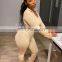 Wholesale Women 2 Piece Long Sleeve V Neck Shirt Stacked Pants Set