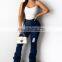 Winter Female stacked Denim Pants Women Retro Pleated hole Jeans Straight Trousers Fashion Casual Hole Solid Night Club Pants