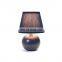 Navy blue ball shape ceramic base custom nordic table decoration cheap ceramic lamps for hotel home bedside