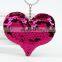 Reflective Peach Heart Cute Key Chains Chain Colorful Sequins Love Bag Car Key Chains For Women Pendant