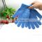 Customized wholesale Colorful nylon exfoliating shower scrubber five finger glove