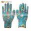 sunnyhope Colorful Printed transparent nitrile coated Women garden gloves