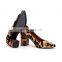 Ladies High Block Heels Handmade Leopard Print Design Pumps Sandals Shoes Women Footwear Shoe