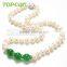 Topearl Jewelry Potato White Freshwater Pearls Malaysia Jade Necklace FN251