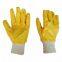 Heavy Duty Cotton Interlock Liner Yellow Nitrile Fully/Half Coated Work Gloves EN388 4121X