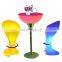 Modern design LED glowing glow illuminated event night club led light bar stool furniture high cocktail table chair set