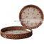 Mother Of Pearl Inlaid Rattan Serving Tray Woven Coffee Tray, Wicker Fruit Tray Wholesale Handwoven