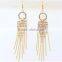 Cheap Jewelry Long Tassels Real Gold Plated Rhinestone Earrings