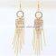 Cheap jewelry long tassels real gold plated rhinestone earrings