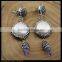 LFD-025E Wholesale Natural Pearl & Amethyst Gems Dangle Earring With Pave Crystal Rhinestone Charm Jewelry Druzy Earrings