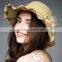 lotus straw cap for outdoor with lace flower beach hat for party girl