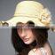 lotus straw cap for outdoor with lace flower beach hat for party girl