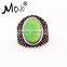 Oval Pattern Engraved Antique Silver Color Retro Style Color Changing Mood Emotion Feeling Ring for Women Mood Ring with Colors