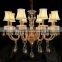 Large Champagne LED Crystal Chandelier Glass Chandeliers Hanging Pendant Lamps Lights Lighting with Fabric Shades CZ3009/10+5