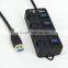 Factory supply portable fashional cute 5 Gbps usb wireless hub 3.0 hub 4 port with individual switch
