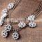 Fashionable style high quality double chain pearl flower statement necklace