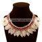 Wholesale fashion jewelry Exaggerated costly golden leaf more cotton rope woven crystal necklace