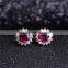 factory wholesale gemstone pendant 18K gold plated 925 sterling silver natural percious pink topaz pendant earring jewelry set