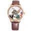 Trendy genuine leather bird dial lady watch 2016