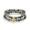 KJL-ST0019 Elastic 24k real Gold Lion skull head Bead Bracelet Bangles Natural Stone Resin Charms Buddha Bracelets