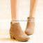 2015 Women Winter Half Boots Suede Leather Boots Lady Ankle Boots Suede Ankle Boots Beige Women Boots CP6694